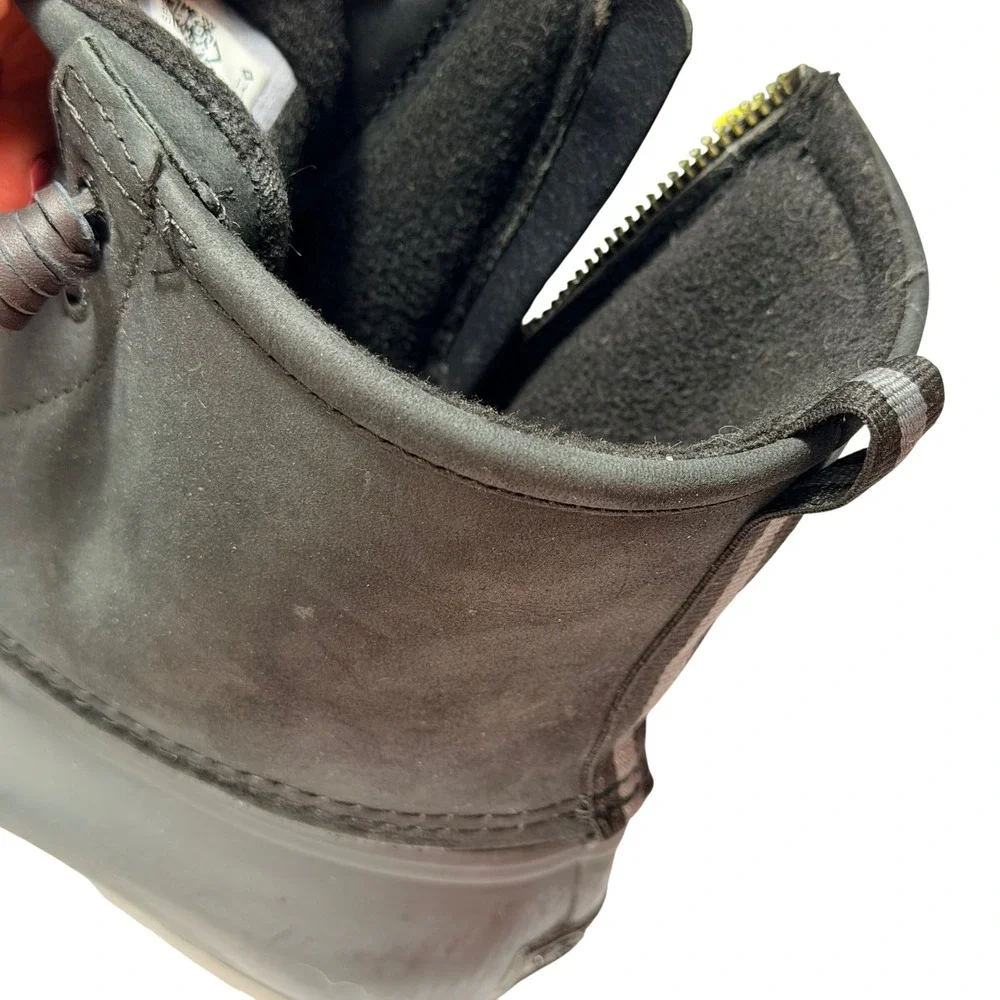 Sperry Saltwater Duck Boots Womens 9 Black Leather Rubber Waterproof Rain Boot